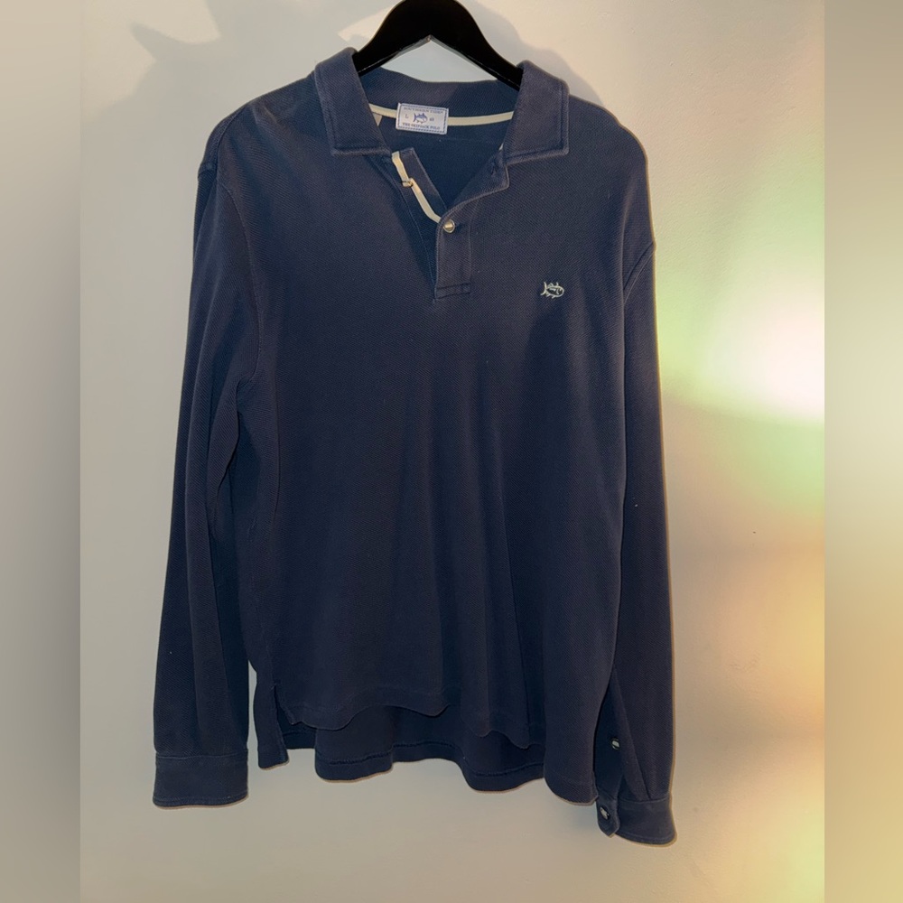 Southern Tide Navy Long Sleeve Polo Shirt